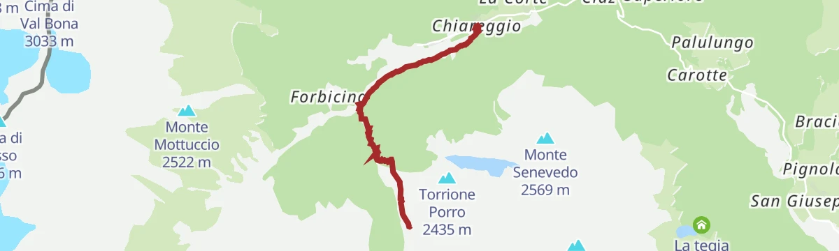 Route map: Al Rifugio Ventina da Chiareggio